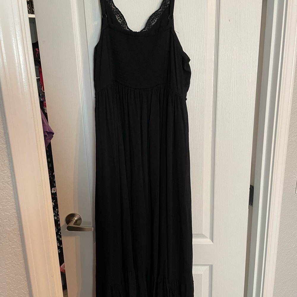 Torrid Elegant Black Maxi Dress with Lace Trim